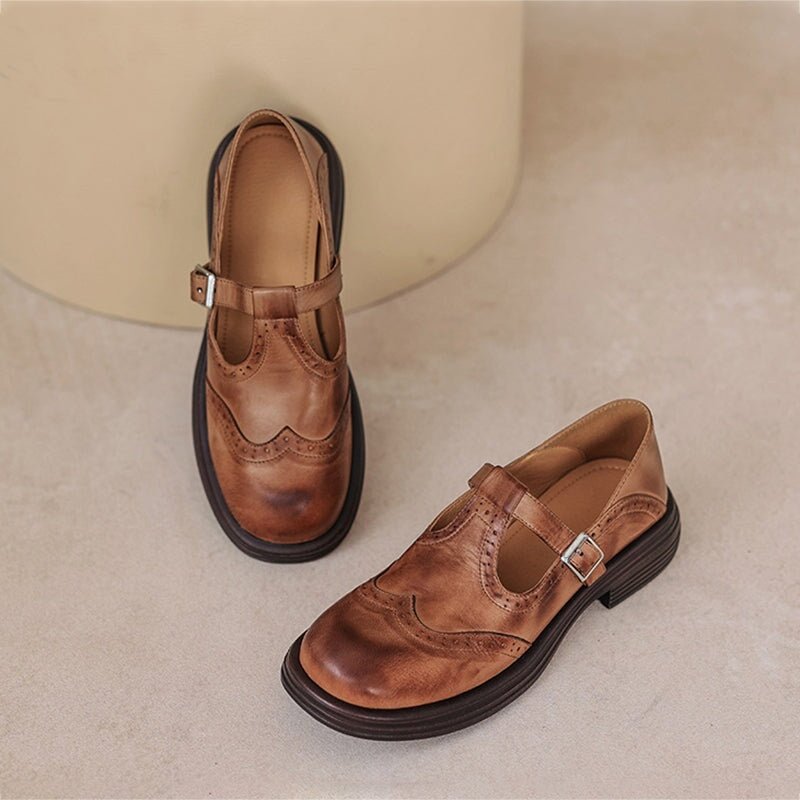 Women's Mary Jane Flats with Buckle Strap