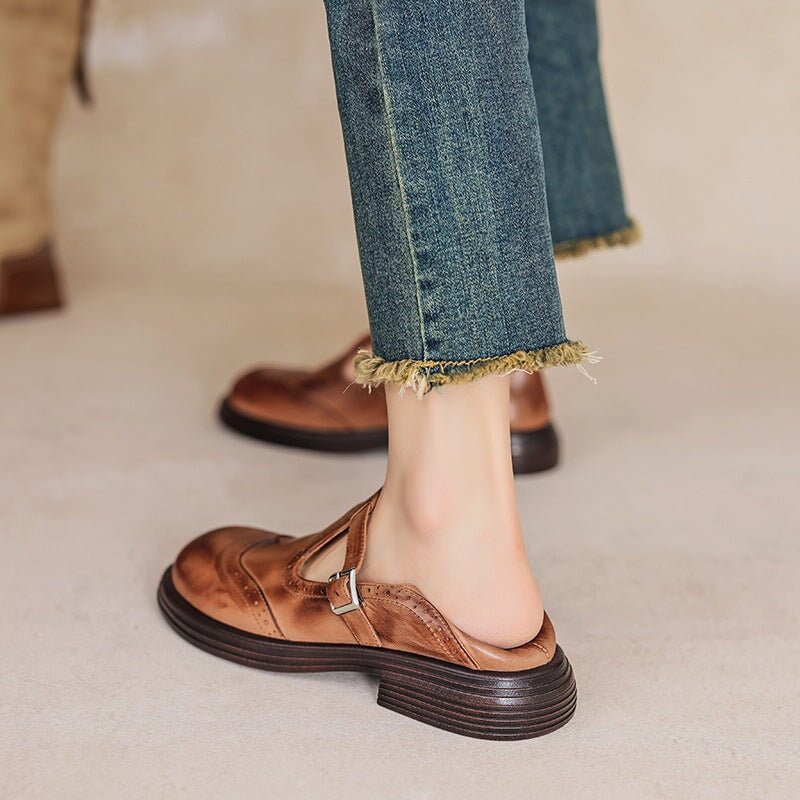 Women's Mary Jane Flats with Buckle Strap