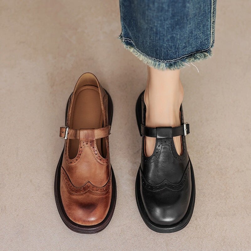 Women's Mary Jane Flats with Buckle Strap
