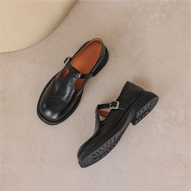 Women's Mary Jane Flats with Buckle Strap