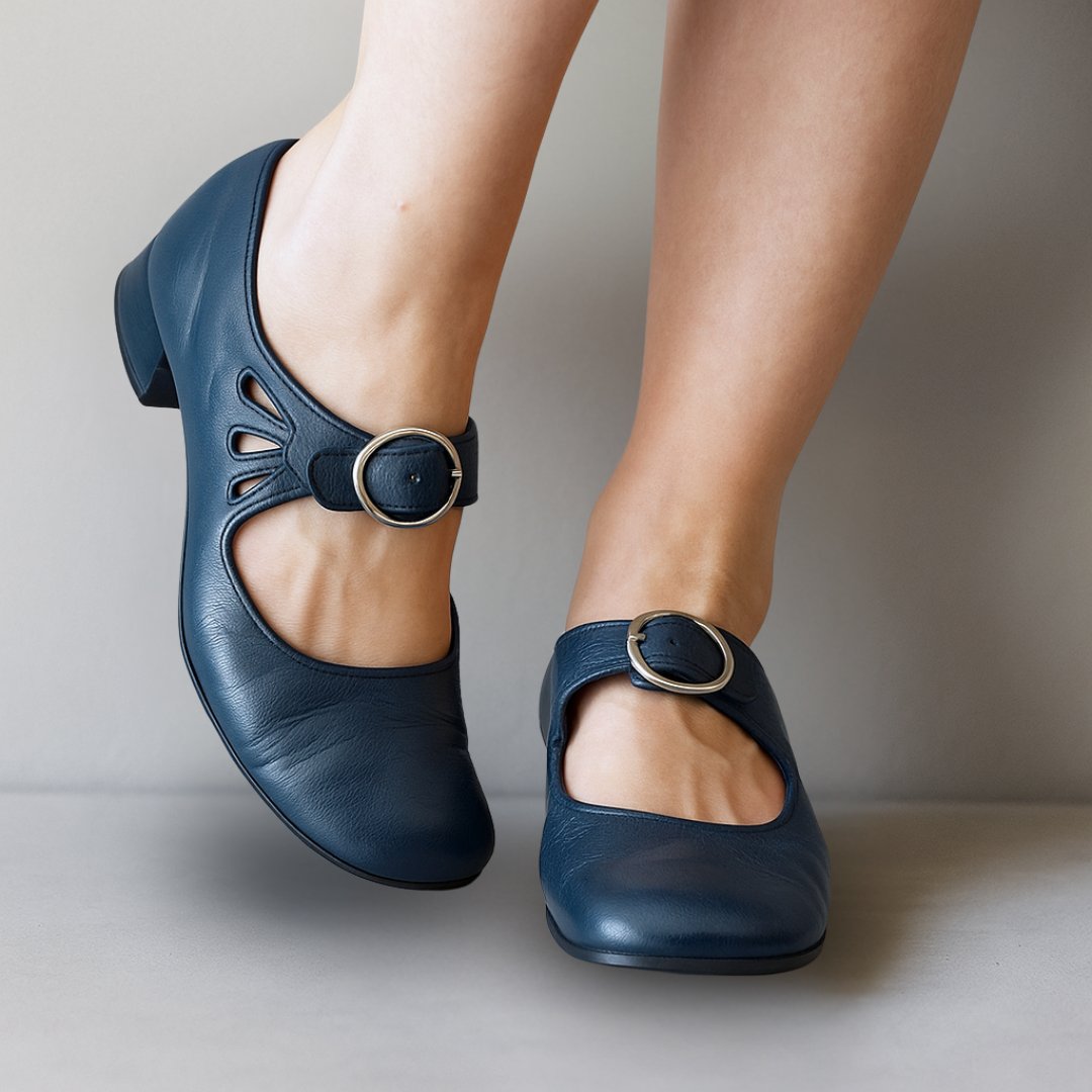 Women's Mary Jane Shoes Block Heel Buckle Strap - Blue