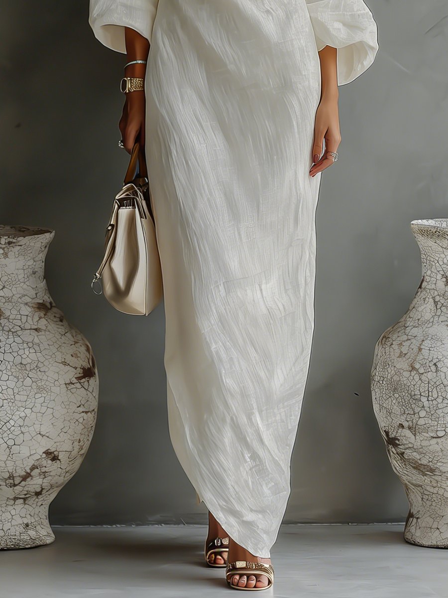 Women's One-Shoulder Cotton-Linen Maxi Dress
