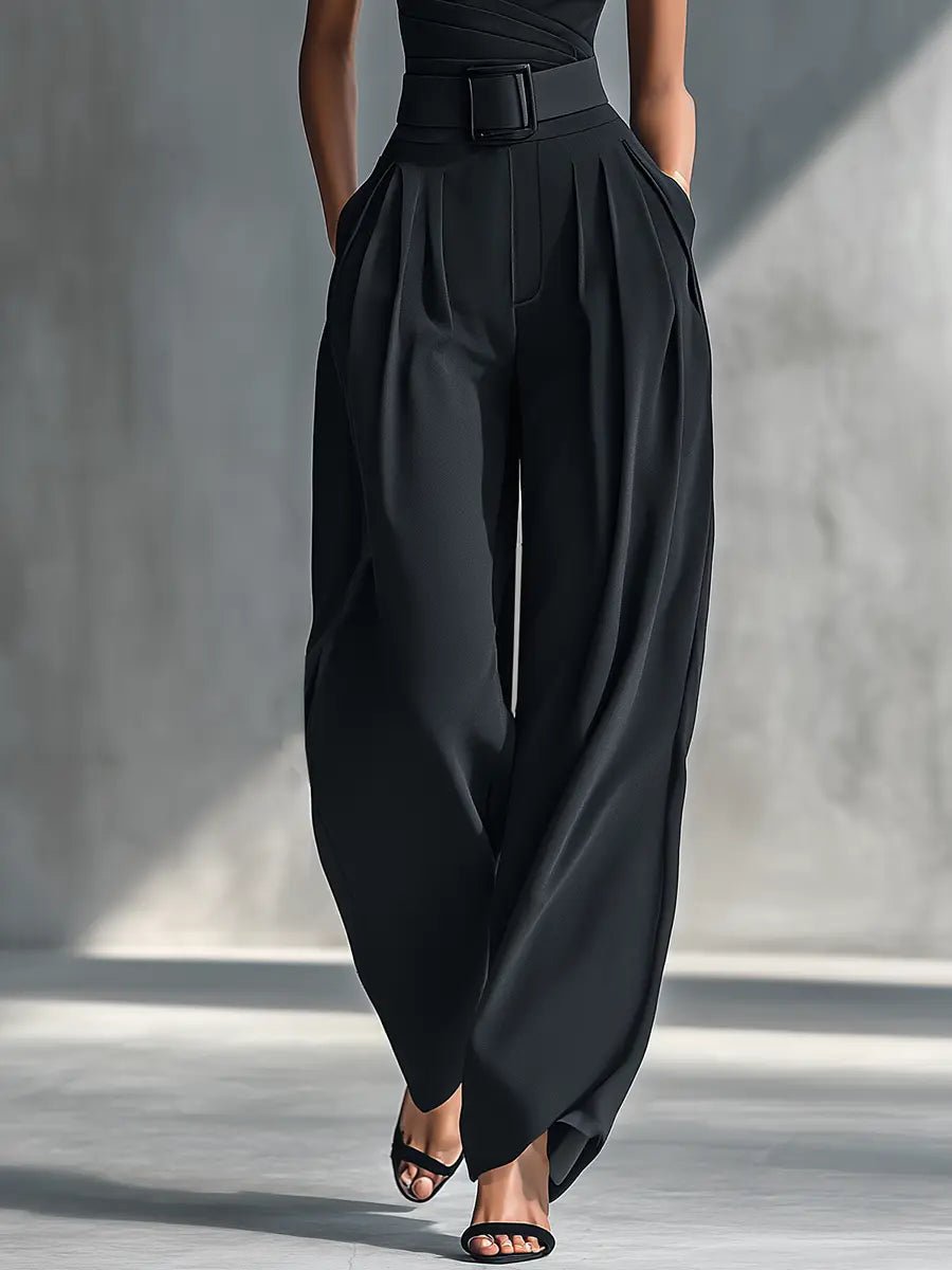 Women's One-Shoulder Knit Top Wide-Leg Pants Two-Piece Set