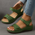 Women's Orthopedic Adjustable-Strap Wedge Sandals - Green