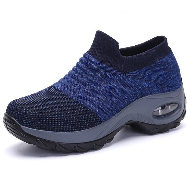 Women's Orthopedic Air-Cushioned Slip-On Walking Sneakers - Blue (Gray Sole)