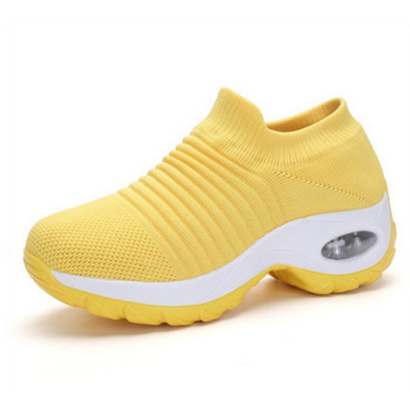 Women's Orthopedic Air-Cushioned Slip-On Walking Sneakers - Yellow