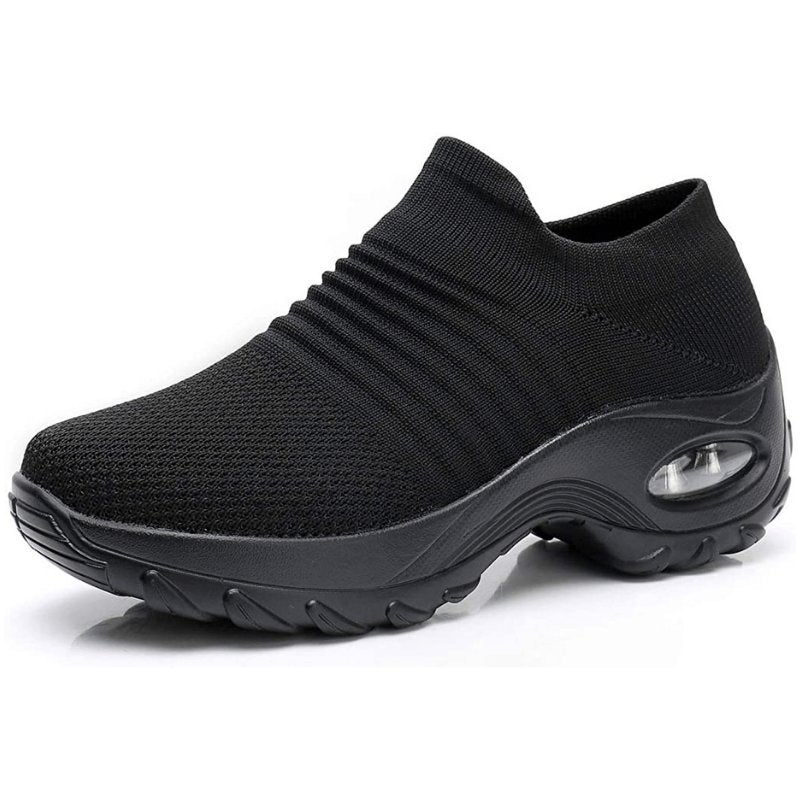 Women's Orthopedic Air-Cushioned Slip-On Walking Sneakers - All Black