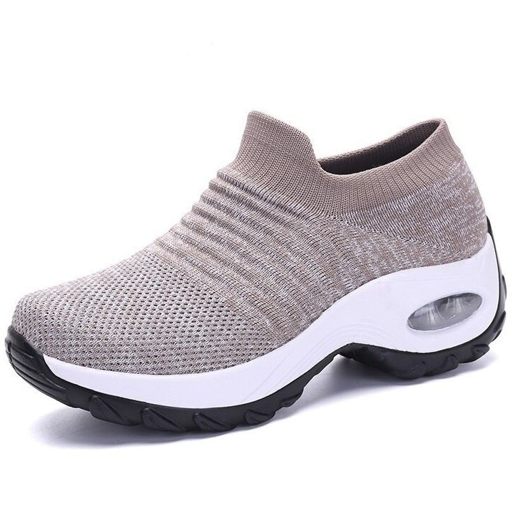 Women's Orthopedic Air-Cushioned Slip-On Walking Sneakers - Khaki