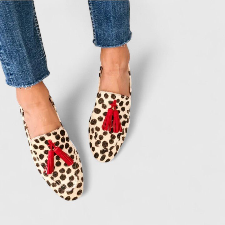 Women's Orthopedic Animal Print Slip-On Loafers - Beige