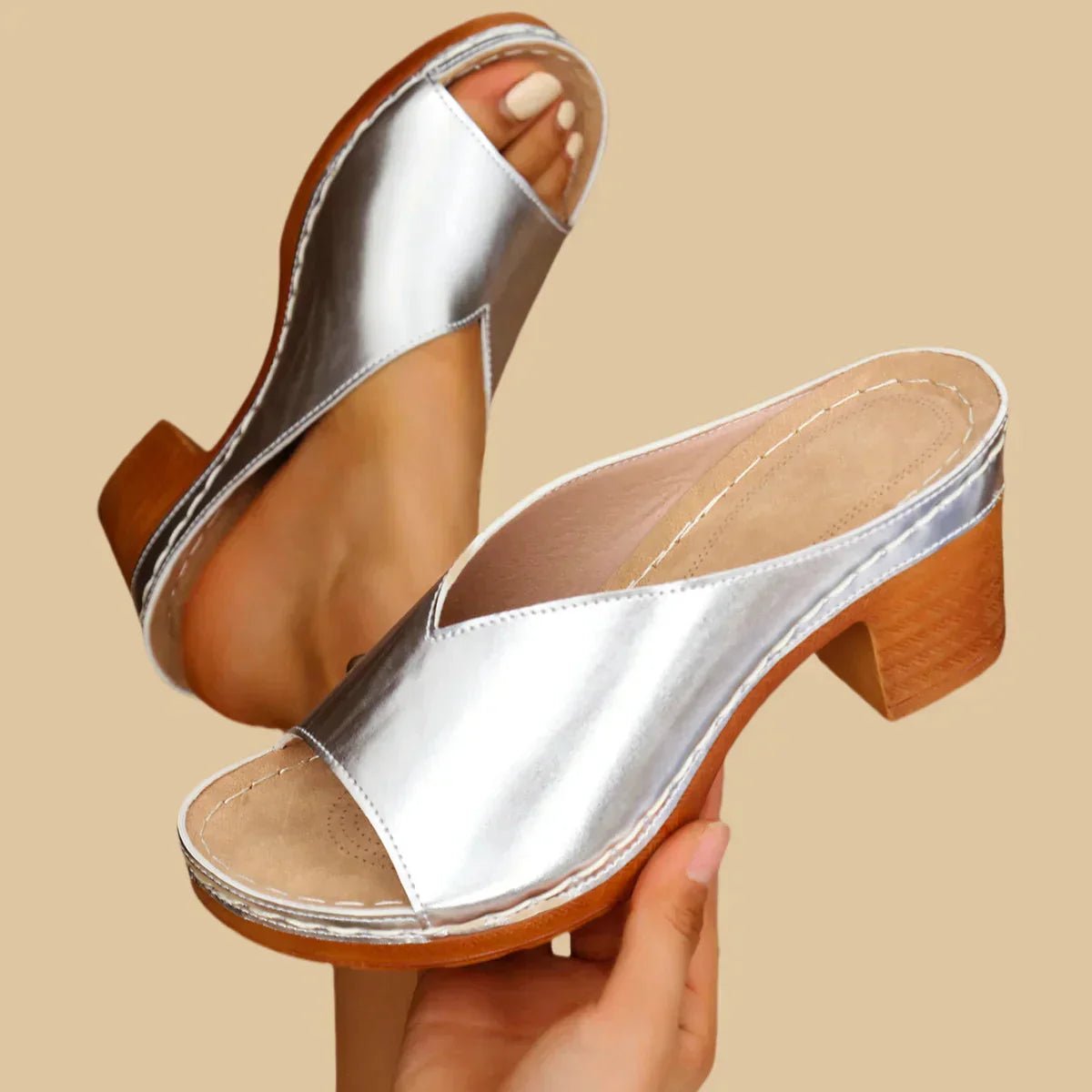 Women's Orthopedic Block-Heel Slip-On Sandals