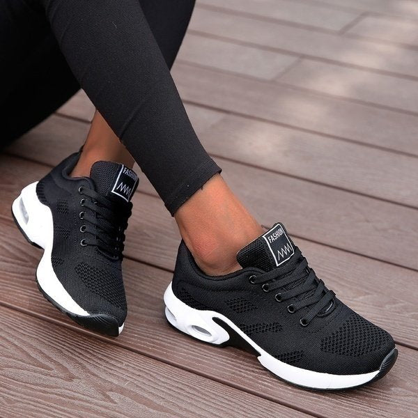 Women's Orthopedic Breathable Mesh Athletic Sneakers - Zwart