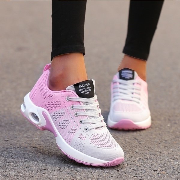 Women's Orthopedic Breathable Mesh Athletic Sneakers - Roze/Grijs