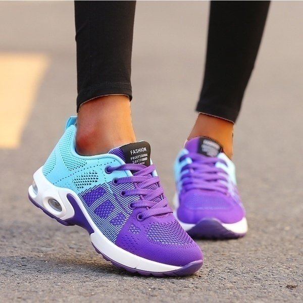 Women's Orthopedic Breathable Mesh Athletic Sneakers - Turquoise/Paars