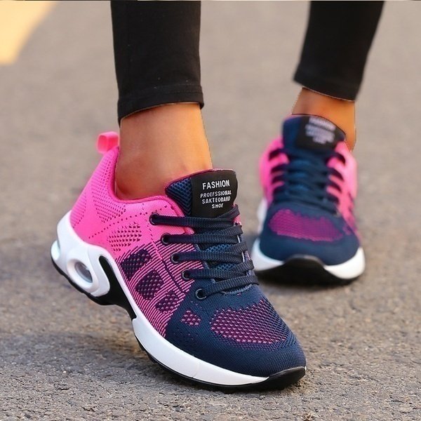 Women's Orthopedic Breathable Mesh Athletic Sneakers - Roze/Blauw