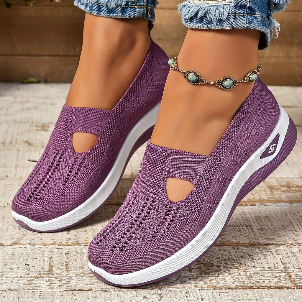 Women's Orthopedic Breathable Slip-On Walking Sneakers - Purple