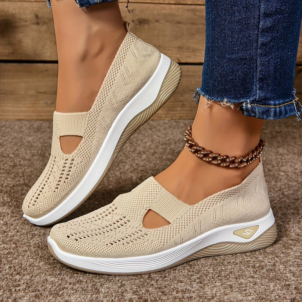 Women's Orthopedic Breathable Slip-On Walking Sneakers - Cream