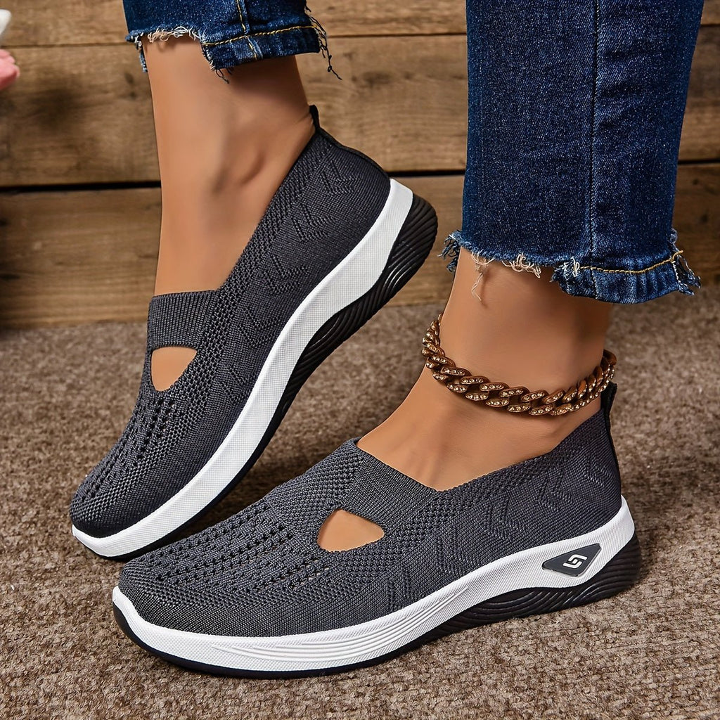 Women's Orthopedic Breathable Slip-On Walking Sneakers - Dark Gray