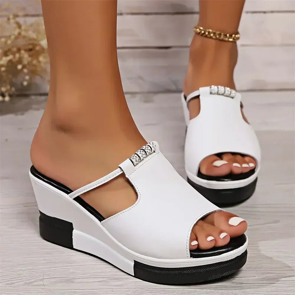 Women's Orthopedic Cushioned Platform Wedge Sandals - White