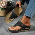 Women's Orthopedic Cushioned T-Strap Sandals - Black
