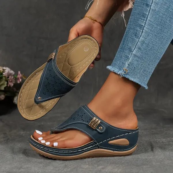 Women's Orthopedic Cushioned T-Strap Sandals - Blue