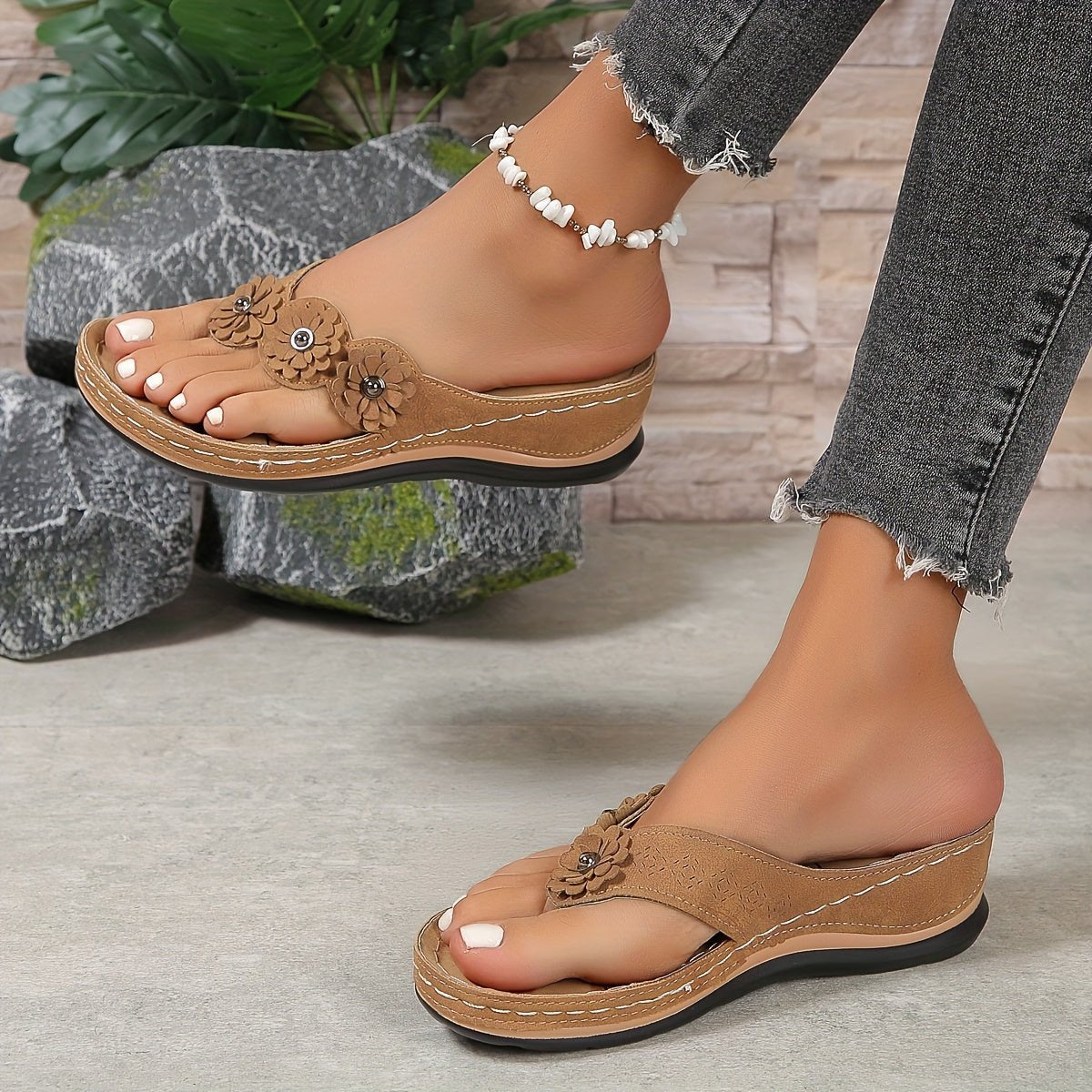 Women's Orthopedic Floral Slip-On Comfort Sandals