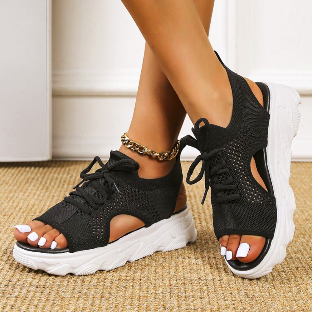 Women's Orthopedic Lace-Up Knit Platform Sandals