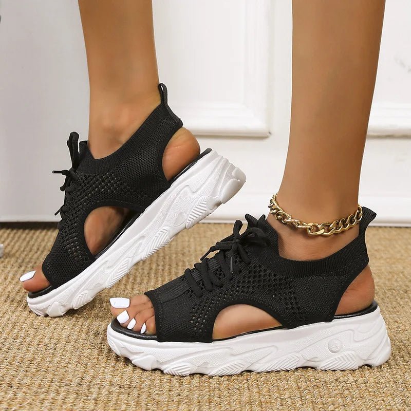 Women's Orthopedic Lace-Up Knit Platform Sandals