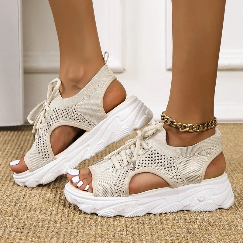 Women's Orthopedic Lace-Up Knit Platform Sandals