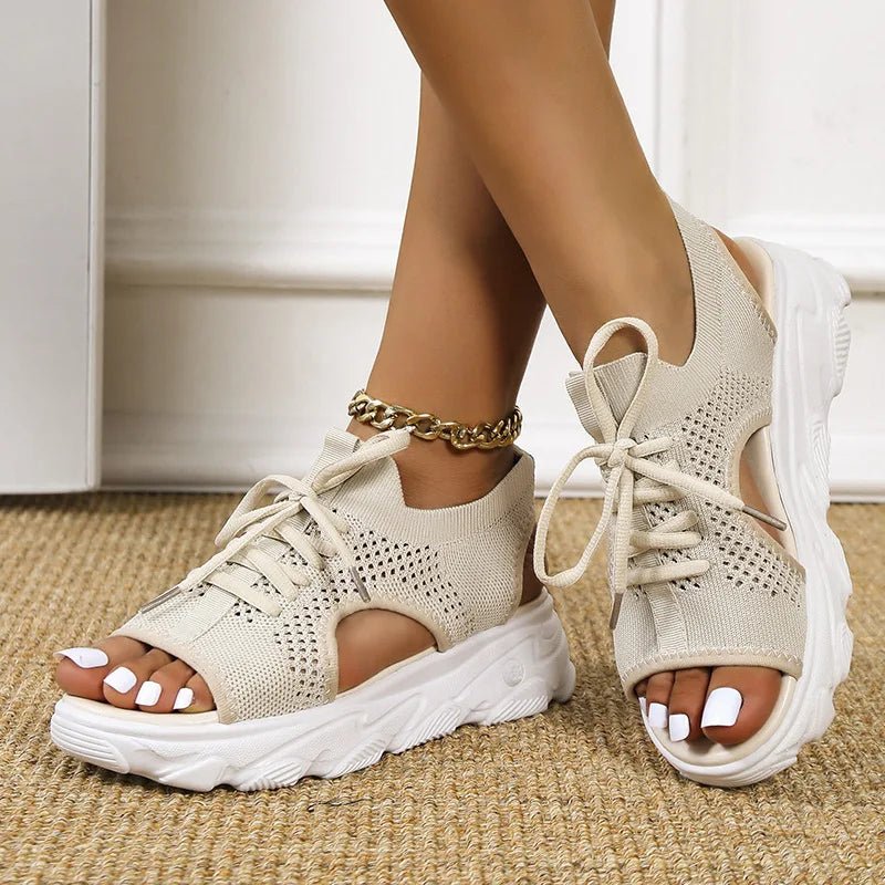 Women's Orthopedic Lace-Up Knit Platform Sandals