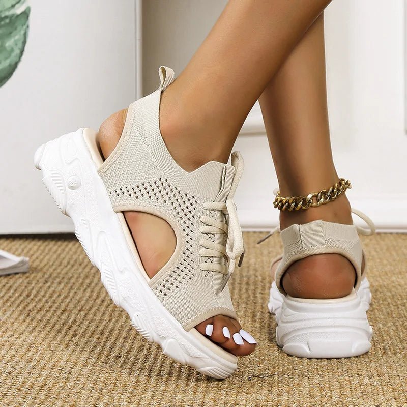 Women's Orthopedic Lace-Up Knit Platform Sandals