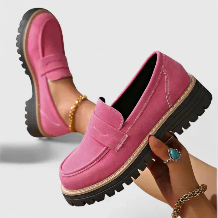 Women's Orthopedic Loafers Slip-On Comfort Chunky Sole - Pink