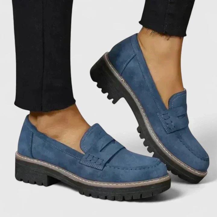 Women's Orthopedic Loafers Slip-On Comfort Chunky Sole - Blue