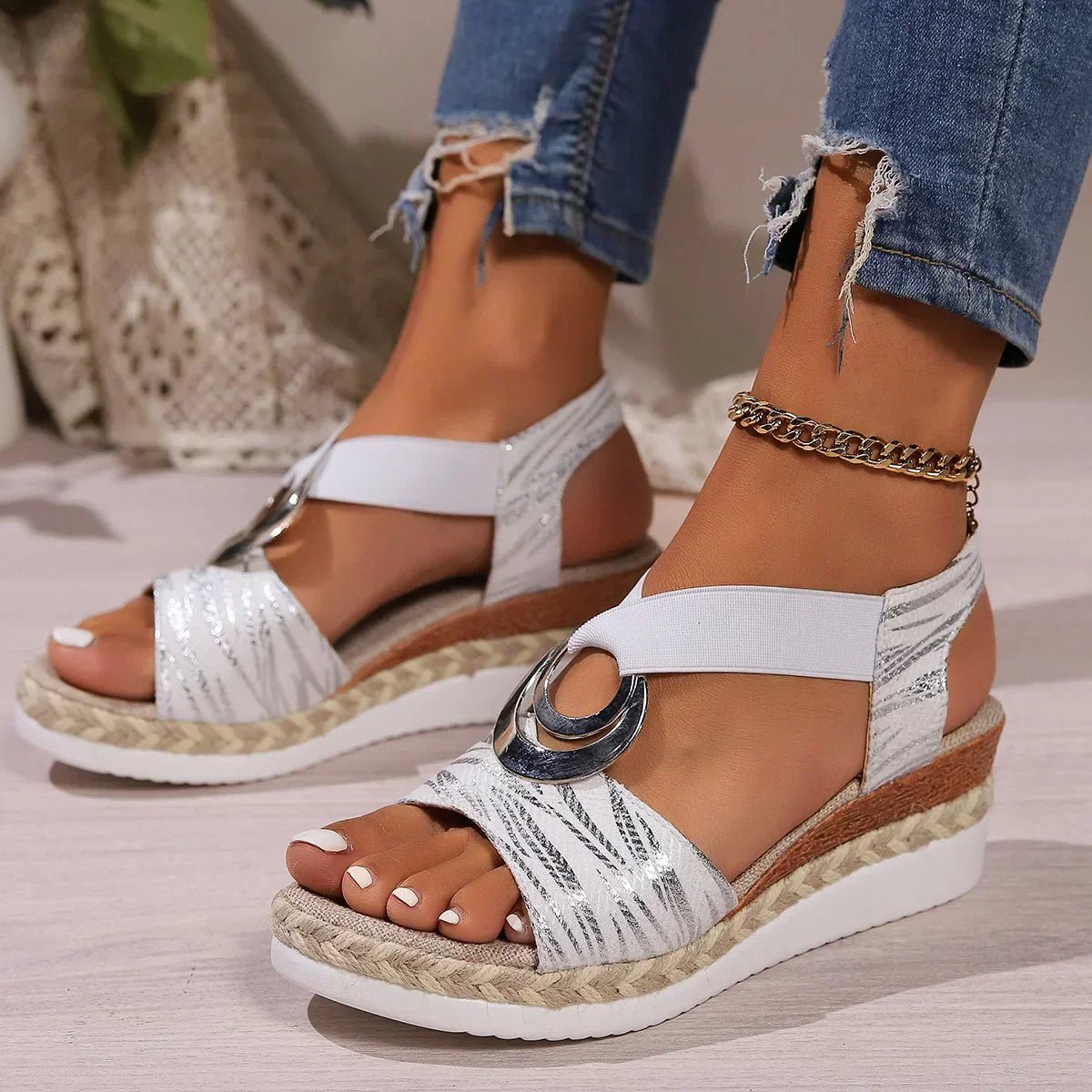 Women's Orthopedic Platform Sandals Adjustable Ankle Strap