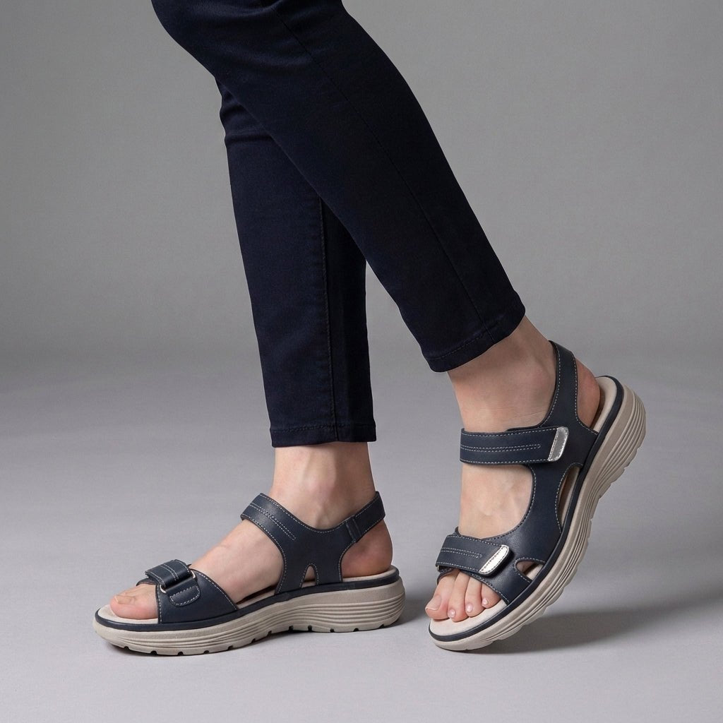Women's Orthopedic Sandals Comfort Fit Adjustable Straps - Black