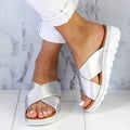 Women's Orthopedic Sandals Cross Strap Platform Comfort - Silver