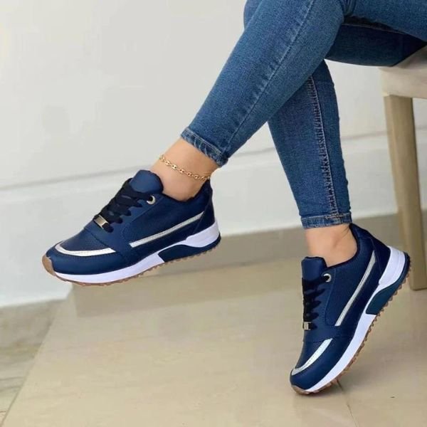 Women's Orthopedic Shock-Absorbing Lace-Up Sneakers - Blauw