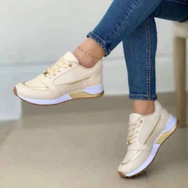 Women's Orthopedic Shock-Absorbing Lace-Up Sneakers - Goud