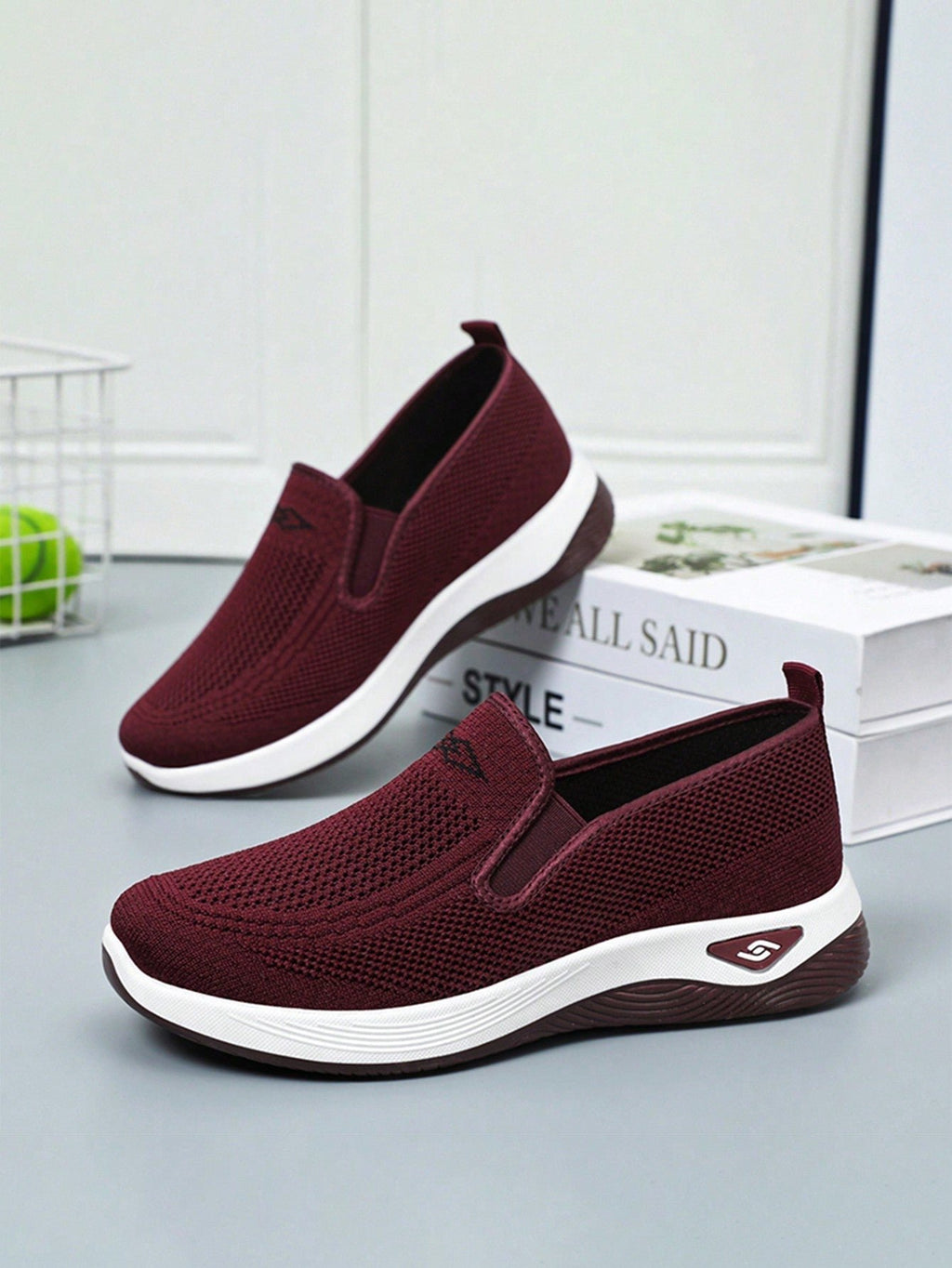Women's Orthopedic Slip-On Sneakers Mesh Breathable - Chestnuts Red