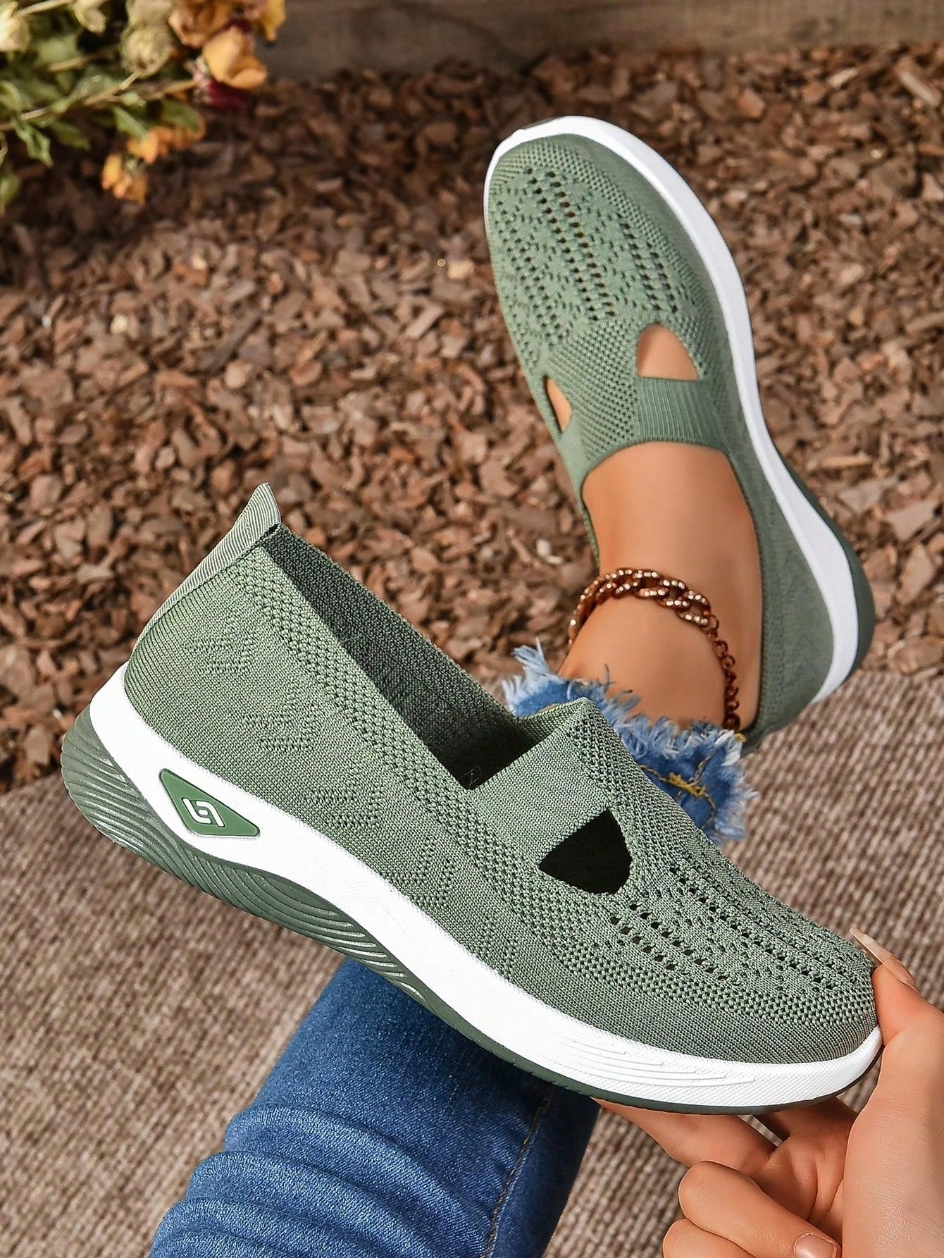 Women's Orthopedic Slip-On Sneakers Mesh Breathable - Green