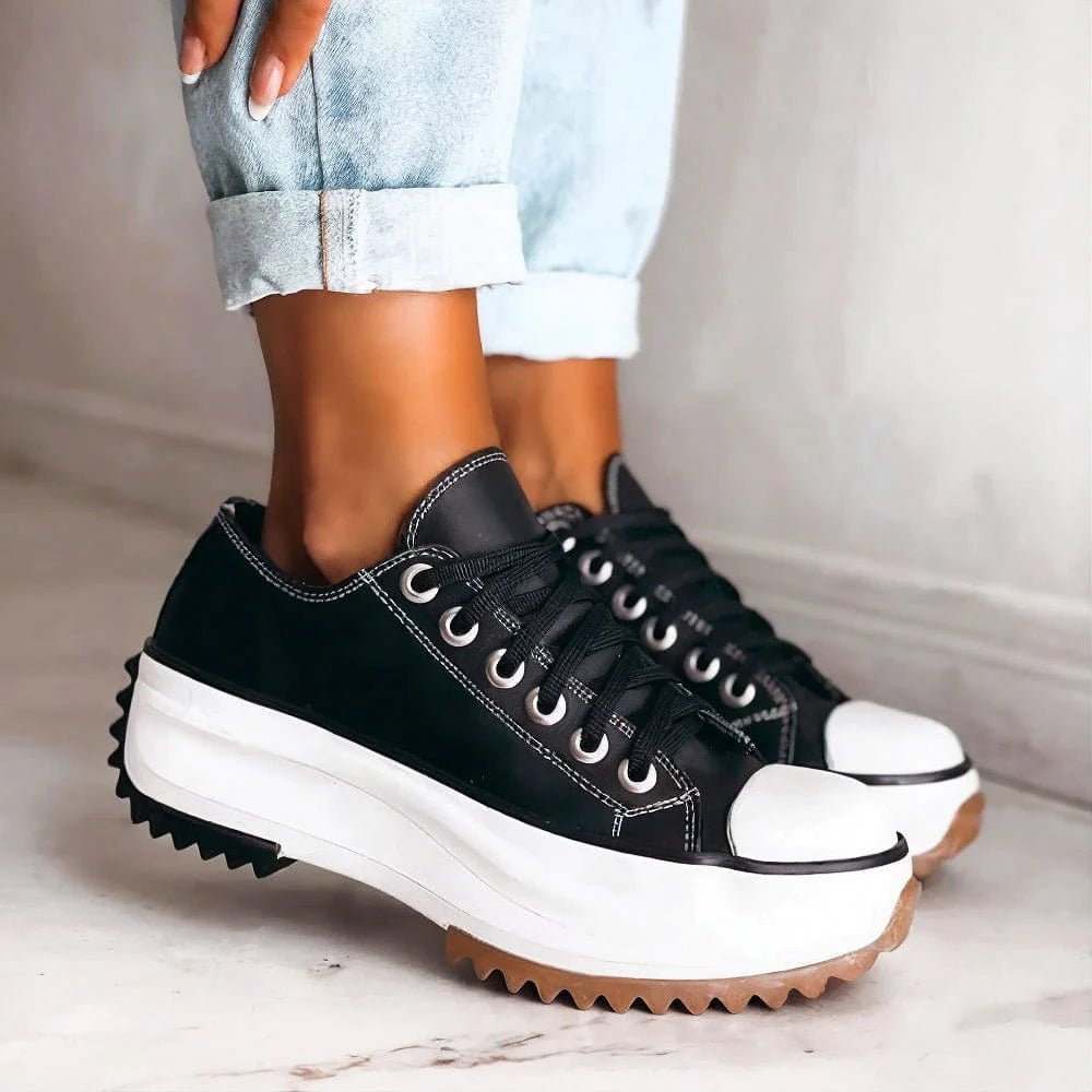 Women's Orthopedic Sneakers Platform Lace-Up Comfort - Black