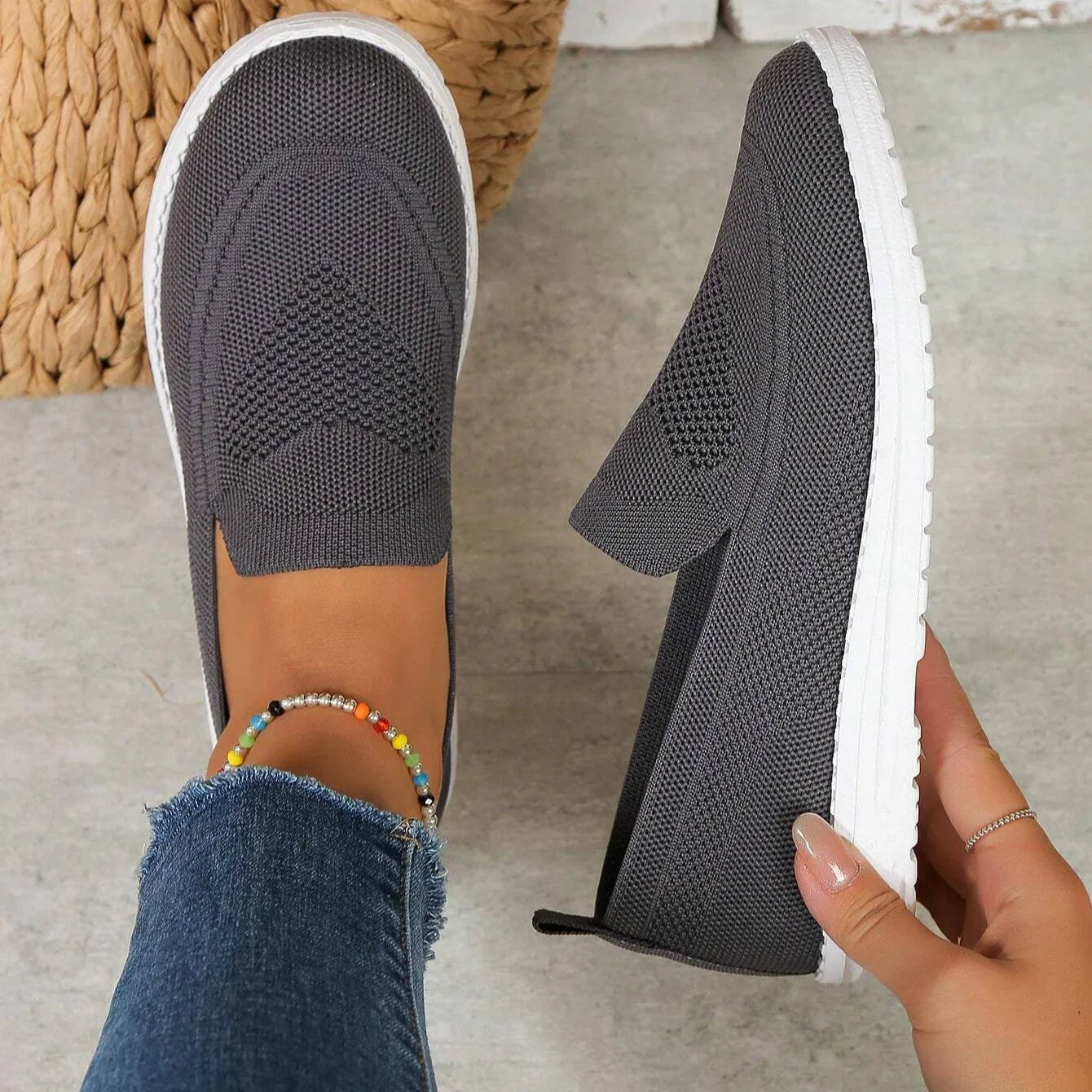 Women's Orthopedic Sneakers Slip-On Mesh Breathable - Dark Gray