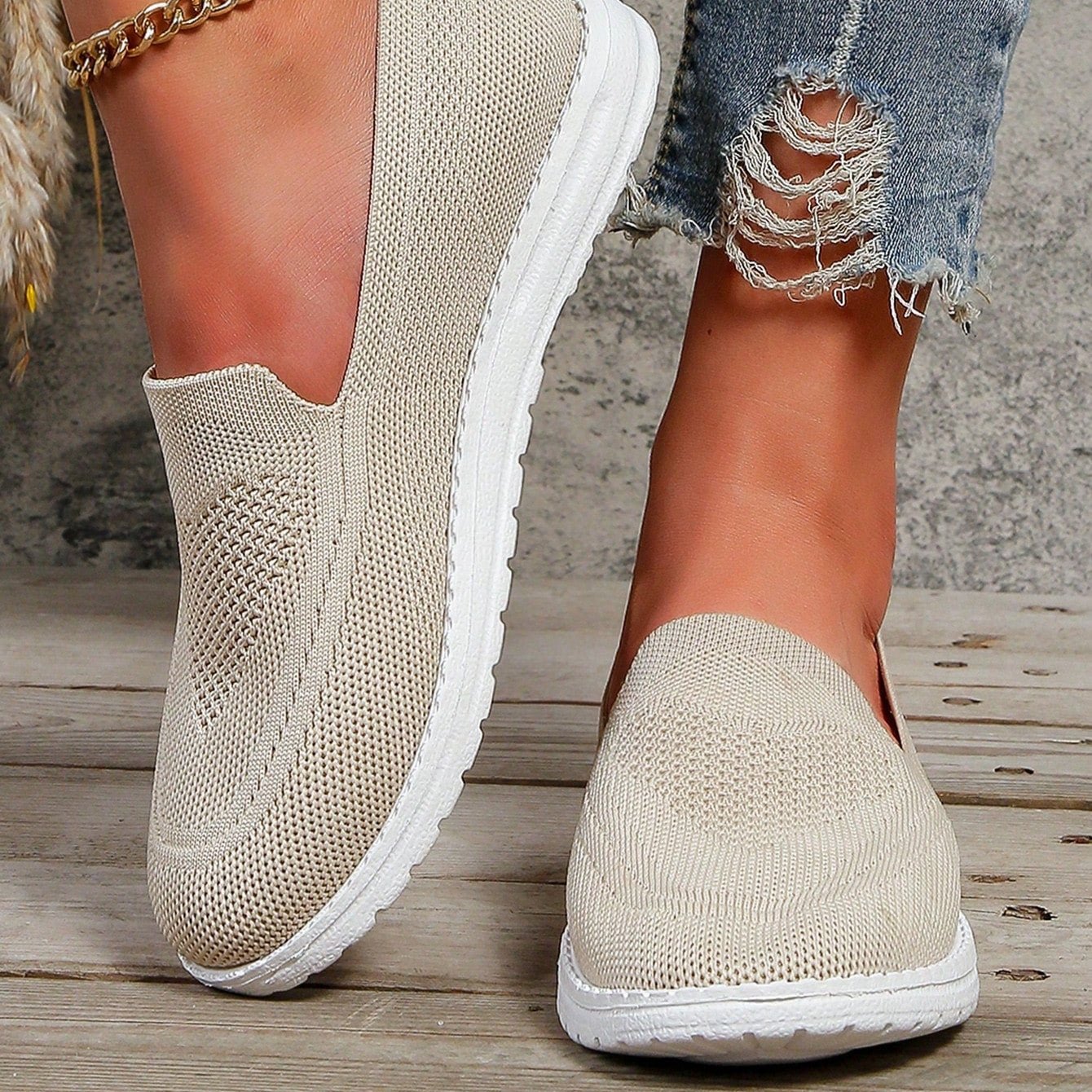 Women's Orthopedic Sneakers Slip-On Mesh Breathable - Beige
