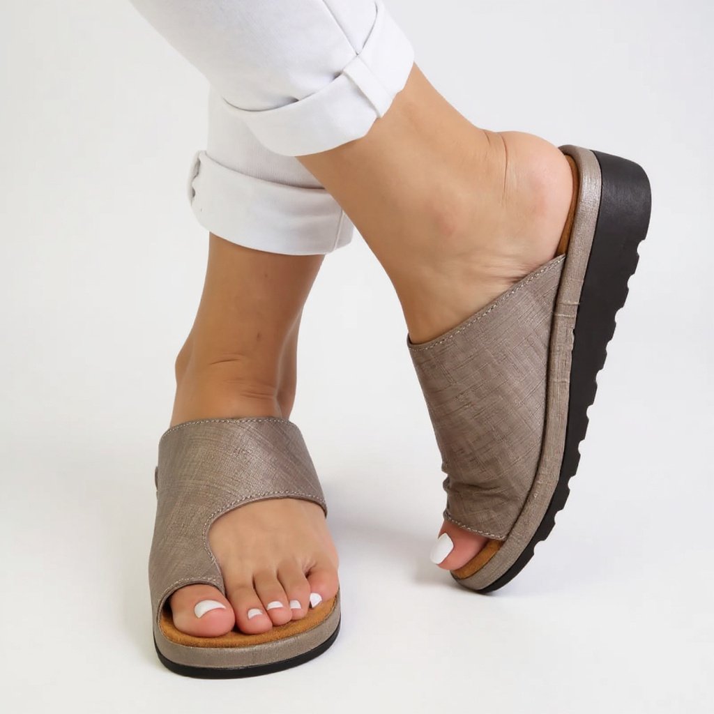 Women's Orthopedic Toe Split Sandals Summer Slip-On - Khaki