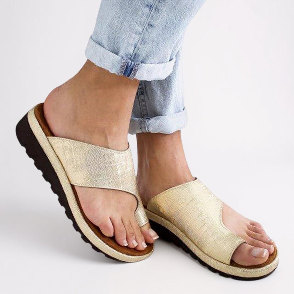 Women's Orthopedic Toe Split Sandals Summer Slip-On - Gold