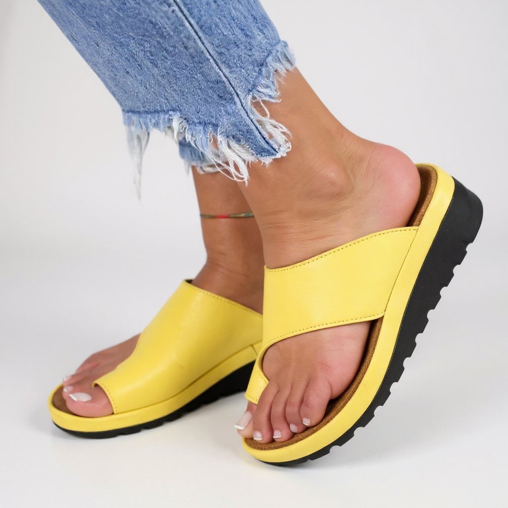 Women's Orthopedic Toe Split Sandals Summer Slip-On - Yellow