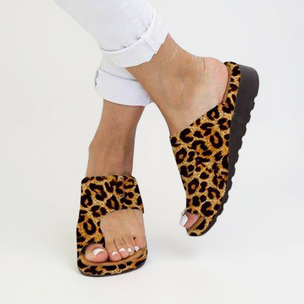 Women's Orthopedic Toe Split Sandals Summer Slip-On - Leopard
