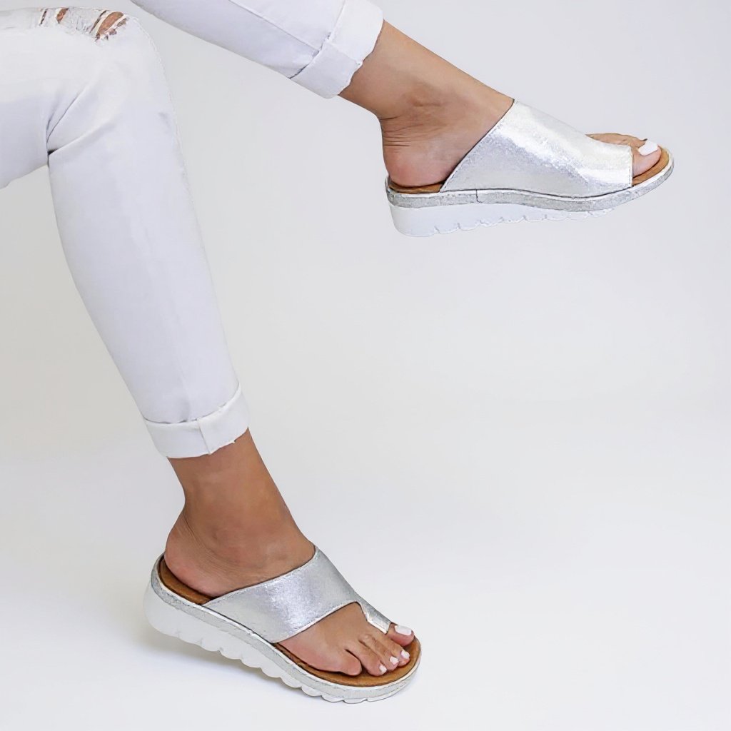 Women's Orthopedic Toe Split Sandals Summer Slip-On - Silver