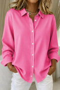 Women's Oversized Button-Down Shirt - Fuchsia