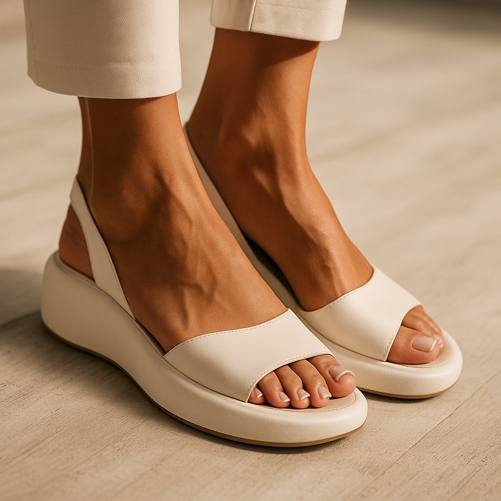 Women's Platform Cushioned Slingback Sandals - White