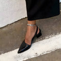 Women's Pointed Toe Slingback Flats - Black